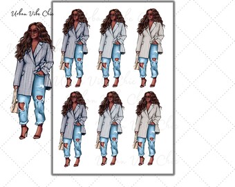 Schwarze Mädchen Magic Sticker: Modepuppen Sheets