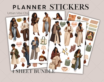 Black Girl Stickers | 57 Black Girl Bookies Sticker Bundle | Sheet Cozy Reading Stickers | Planner Stickers | Book Lover Stickers | BookTok