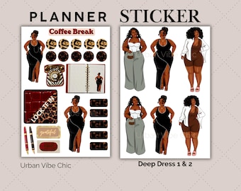 Black Girl Stickers | Plus Size Black Girl Planner Stickers | Curvy Woman Stickers | Planner Sticker Sheet | Cute Planner Stickers | Kits