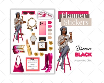 Luxury Lifestyle | Black Girl Stickers | Black Girl Planner Sticker | Urban Vibe Chic| Summer Stickers | Spring Stickers | Sticker Sheets