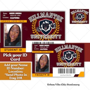 HillmanTok Universität HBCU Ausweise, Studentenausweis, Lehrkörper Benutzerdefinierte Id Karten, TikTok Universität HBCU Ausweis, Urban Vibe Chic