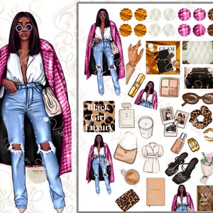 Black Girl Luxury Planner Stickers: Fashionable Matte Stickers