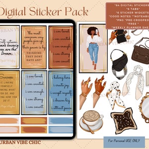 Black Girl Digital Journal Goodnotes Planner Undated Digital Stickers ...