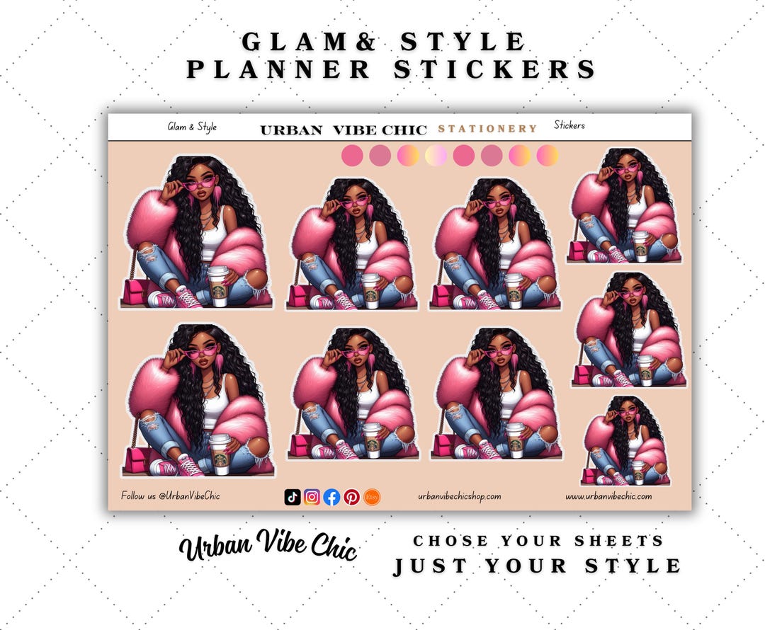Glam Black Girl Planner Stickers: Fashionable Style Stickers - Etsy