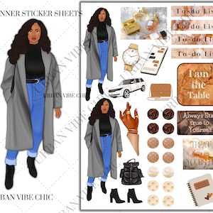 Schwarzes Mädchen Aufkleber, schwarzes Mädchen Planner Aufkleber, Afroamerikaner Planer Aufkleber, Planer Aufkleber, im Besitz von Schwarz, Urban Vibe Chic Aufkleber