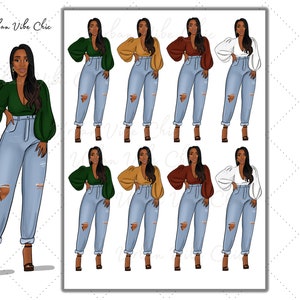 Black Girl Magic Planner Sticker Sheets, Black Women, African American Planner Sticker Sheets for Any Size Planners or Notebooks, Doll Sheet