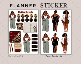Black Girl Stickers | Plus Size Black Girl Planner Stickers | Curvy Woman Stickers | Planner Sticker Sheet | Cute Planner Stickers | Kits