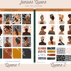 Fearless Queens ~Black Girl Stickers  ~ African American Stickers ~ Planner Stickers ~ Fashion Doll Stickers ~ BuJo Stickers ~ Black Girl