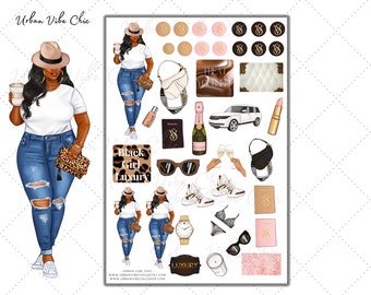 Pegatinas para agenda de Black Girl: estilo urbano chic y lujoso