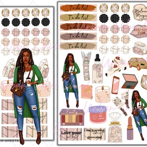 Black Girl Planner Stickers, Black Women, African American Planner Sticker, Planners Stickers, Black Owned, Affirmation Stickers, Stickers