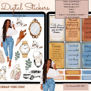 Goodnote Stickers, Black Girl Digital Planner Stickers, Printable Planner Stickers, Black Girl Digital Stickers,Goodnotes Stickers,Freebies