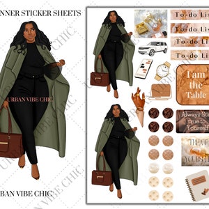 Black Girl-stickers, Black Girl-plannerstickers, Afro-Amerikaanse plannersticker, plannerstickers, Black Owned, Urban Vibe Chic-stickers