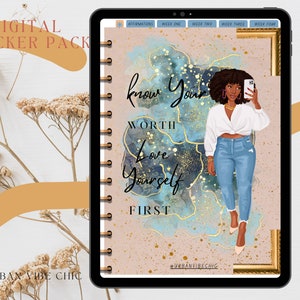 Black Girl Digital Journal Goodnotes Planner Undated Digital Stickers ...