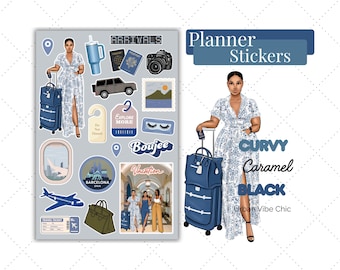 Curvy Travel Planner Stickers | Adventure Planner Sticker Sheet | Aesthetic Travel Stickers | Vacation Planning Stickers | Urban Vibe Chic