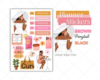 Luxury Lifestyle | Black Girl Stickers | Black Girl Planner Sticker | Urban Vibe Chic| Summer Stickers | Spring Stickers | Sticker Sheets