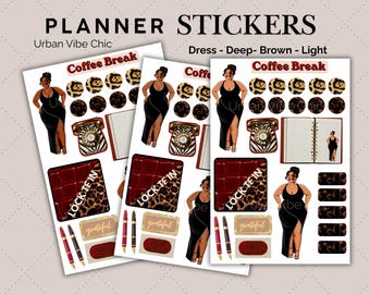 Black Girl Stickers | Plus Size Black Girl Planner Stickers | Curvy Woman Stickers | Planner Sticker Sheet | Cute Planner Stickers | Kits