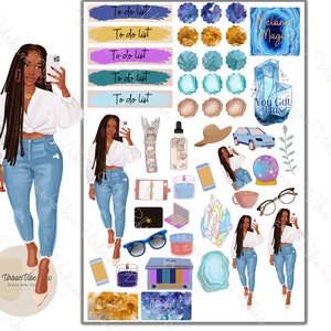 Pegatinas de Black Girl Planner, mujeres negras, pegatinas de planificador afroamericano, pegatinas de planificadores, propiedad de negros, pegatinas de afirmación, pegatinas