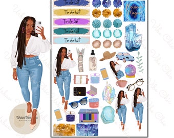 Black Girl Planner Stickers, Black Women, African American Planner Sticker, Planners Stickers, Black Owned, Affirmation Stickers, Stickers