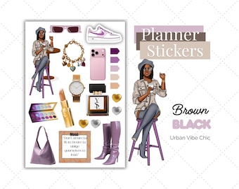 Luxury Lifestyle | Black Girl Stickers | Black Girl Planner Sticker | Urban Vibe Chic| Summer Stickers | Spring Stockers | Sticker Sheets