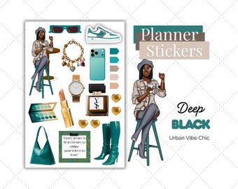 Luxury Lifestyle | Black Girl Stickers | Black Girl Planner Sticker | Urban Vibe Chic| Summer Stickers | Spring Stickers | Sticker Sheets
