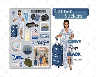 Curvy Travel Planner Stickers | Adventure Planner Sticker Sheet | Aesthetic Travel Stickers | Vacation Planning Stickers | Urban Vibe Chic