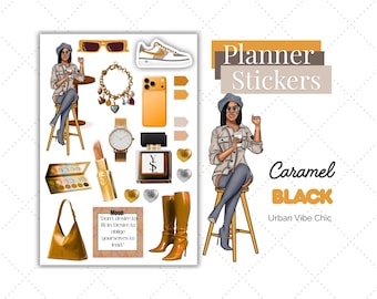 Luxury Lifestyle | Black Girl Stickers | Black Girl Planner Sticker | Urban Vibe Chic| Summer Stickers | Spring Stickers | Sticker Sheets