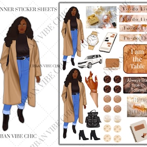 Schwarzes Mädchen Aufkleber, schwarzes Mädchen Planner Aufkleber, Afroamerikaner Planer Aufkleber, Planer Aufkleber, im Besitz von Schwarz, Urban Vibe Chic Aufkleber