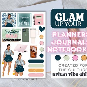 Schwarzes Mädchen Planner Aufkleber, schwarze Frauen, Afroamerikaner Planner Aufkleber, Planer Aufkleber, Affirmation Aufkleber, Urban Vibe Chic