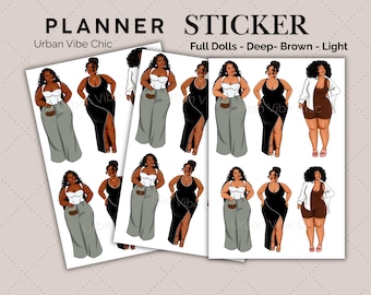 Black Girl Stickers | Plus Size Black Girl Planner Stickers | Curvy Woman Stickers | Planner Sticker Sheet | Cute Planner Stickers | Kits