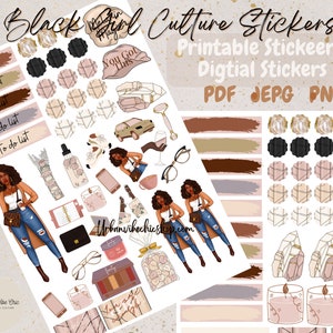 Black Girl Culture Stickers: Digital Planner Stickers (PDF, PNG, JPEG)