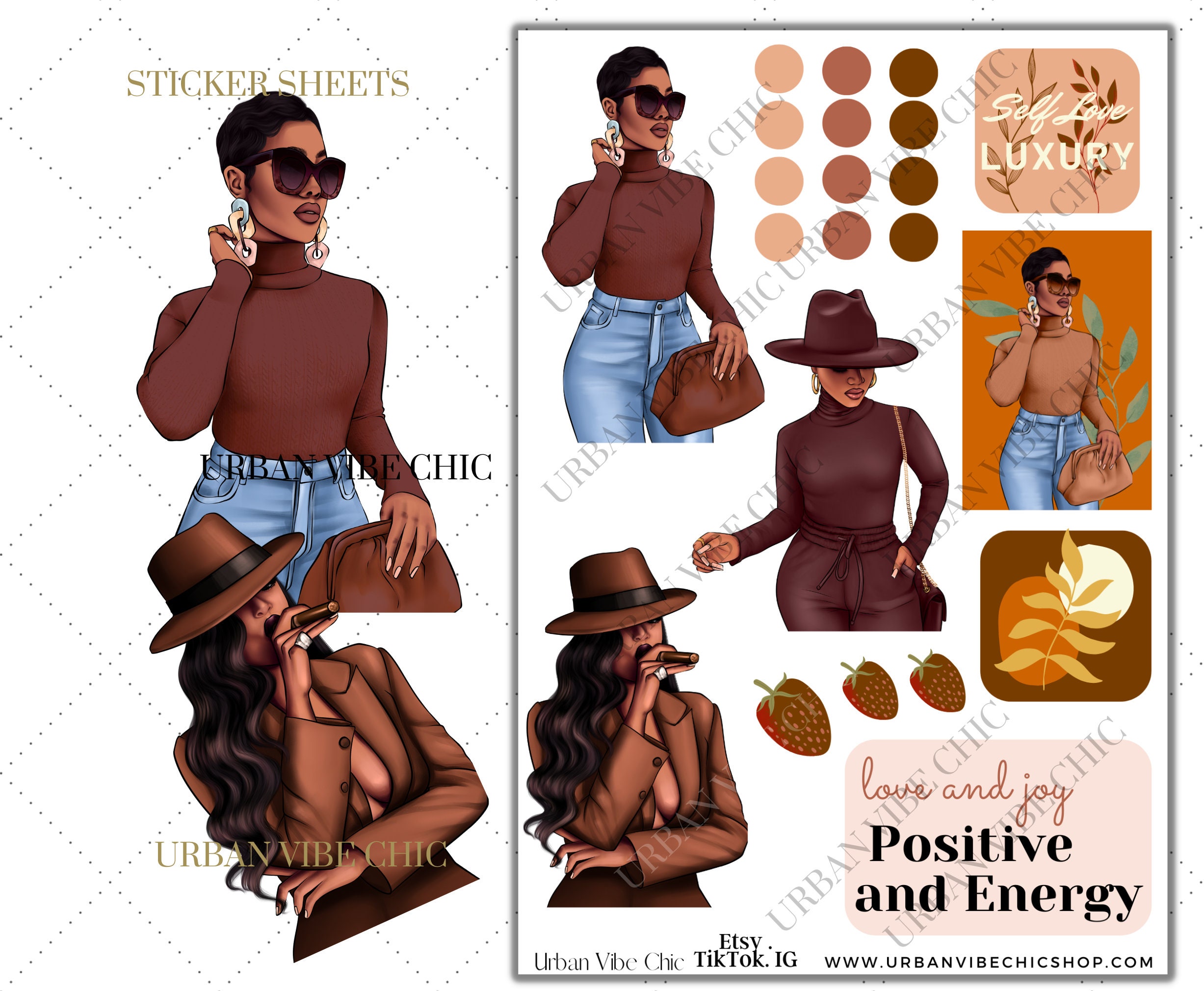 Black Girl Planner Stickers, Black Stickers,Planner Stickers Black Women,Planners Stickers, Black Planner Stickers,Urban Vibe Chic