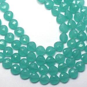 AAA 8 Inch 10mm Deep Best Aqua Blue Quartz Faceted Heart Briolette Beads-Top Straight Drilled-21 Beads/Strand
