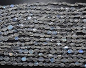 14 Inch Lustrous Natural Untreated Rainbow Moonstone Smooth Oval Nugget Beads Strand 6x7-7x10mm(2208-09)