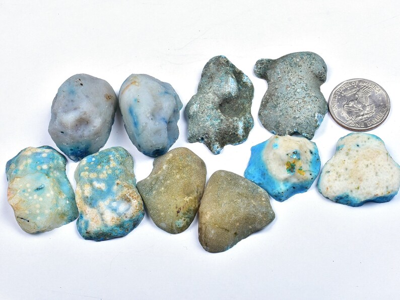 0378-80 5 Pair Natural Sky Blue Agate GeodeSky Blue Agate Open Geode With Druzy Pair 31x32x13-32x43x7mm 710 Cts