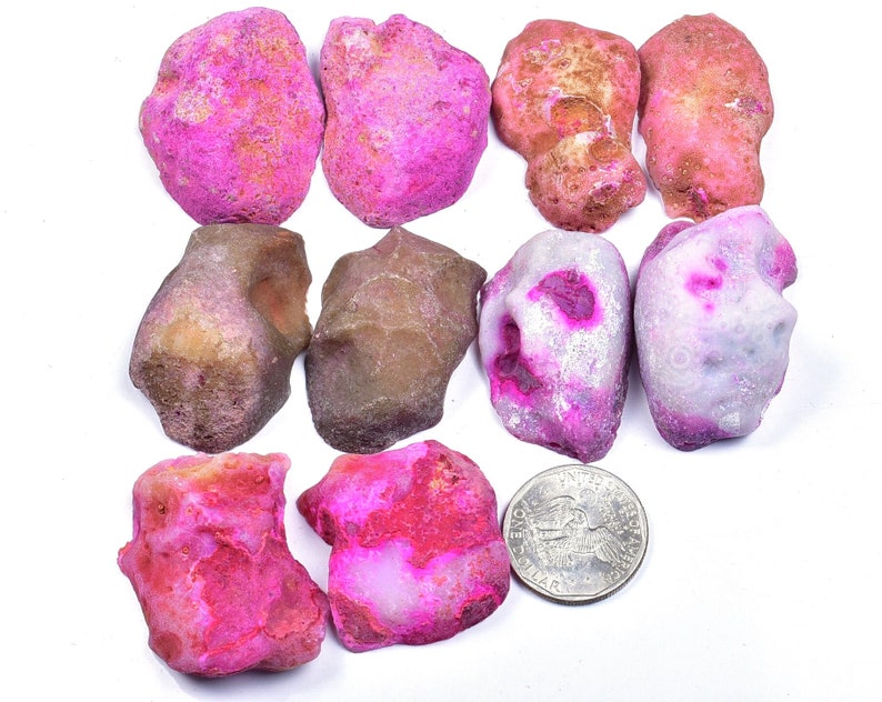0549-50 5 Pair Natural Pink Agate Geode Druzy Pair BeadsPink Open Geode With Druzy Pair 34x39x12-33x41x4mm 1035 Cts
