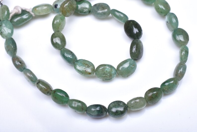 3848-49 14 Inch Strand-6x8-7x11mm 109 Cts Natural Emerald Gemstone Smooth Oval Shape Beads Strand-38 BeadsStrand