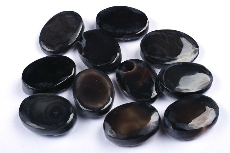 11 Psc Lot Natural Black Flat Druzy Oval Cabochon Lot 13x18x6-14x20x3mm 4488-91