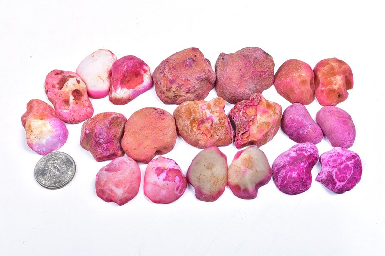 0721-22 10 Pair Natural Pink Agate Geode Druzy Pair BeadsPink Open Geode With Druzy Pair 21x33x9-39x44x13mm 1215 Cts