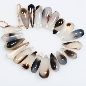 AAA-13-24mm-20 Beads Natural Dalmatian Agate Smooth Polished Teardrops Briolette Beads~Black and white agate teardrops beads(5944-48)