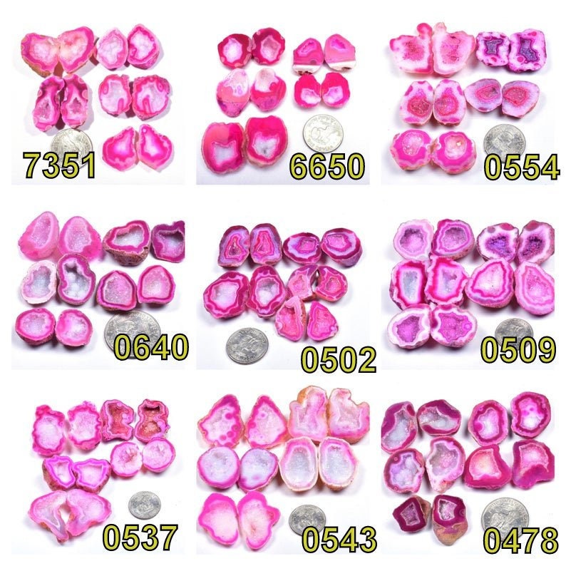 5 Pair Natural Pink Agate Geode Druzy Pair Beadspink Open Geode With Druzy Pair Beads Jewelry Making Beading