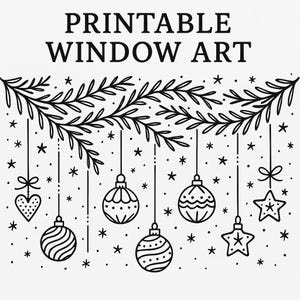 Printable Christmas Window Stencil - Garland and Ornaments - Etsy