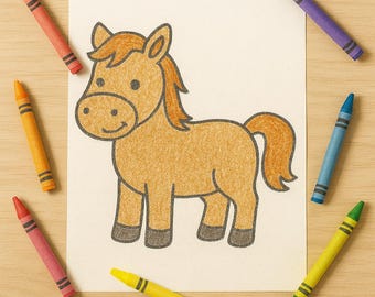 Horse Coloring Page for Kids – Printable Farm Animal PDF