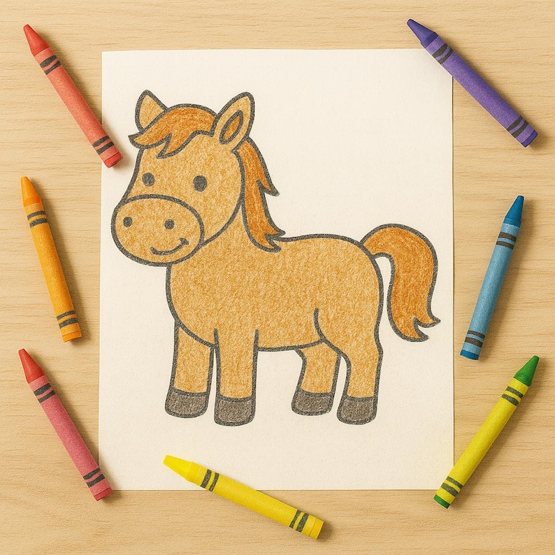 Horse Coloring Page for Kids – Printable Farm Animal PDF - Etsy