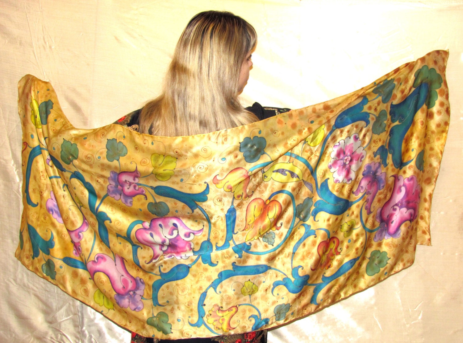 Silk scarf wrap sarong. Silk scarf hand painted Etsy