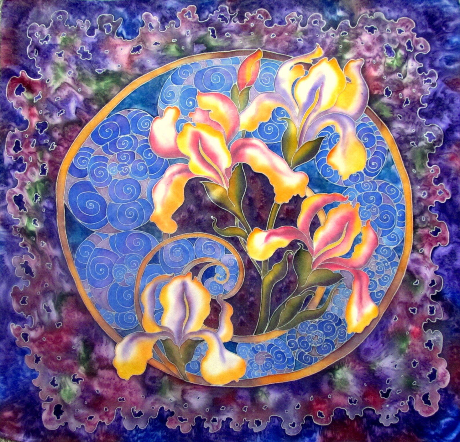 Batik shawl ''Mystical irises'' handpainted Etsy