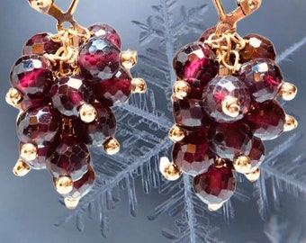 Faceted Garnet and Gold Cluster