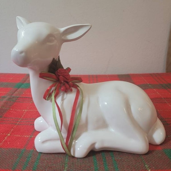 White Ceramic Deer Etsy