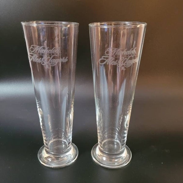 Set of 2 Michelob Specialty Ales and Lagers Etched Glasses