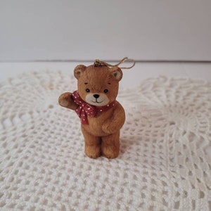 Vintage Christmas Figurine Porcelain Teddy Bear Collectible Figurine Miniature Bear Pigglets Enesco Figurine Holiday Decor Home Decor 1979