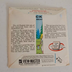 Vintage 1963 Goldilocks and the Three Bears GAF View-master Reels - Etsy